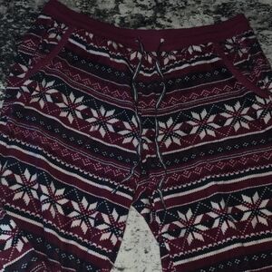 Maroon Patterned Knit Lounge Bottoms